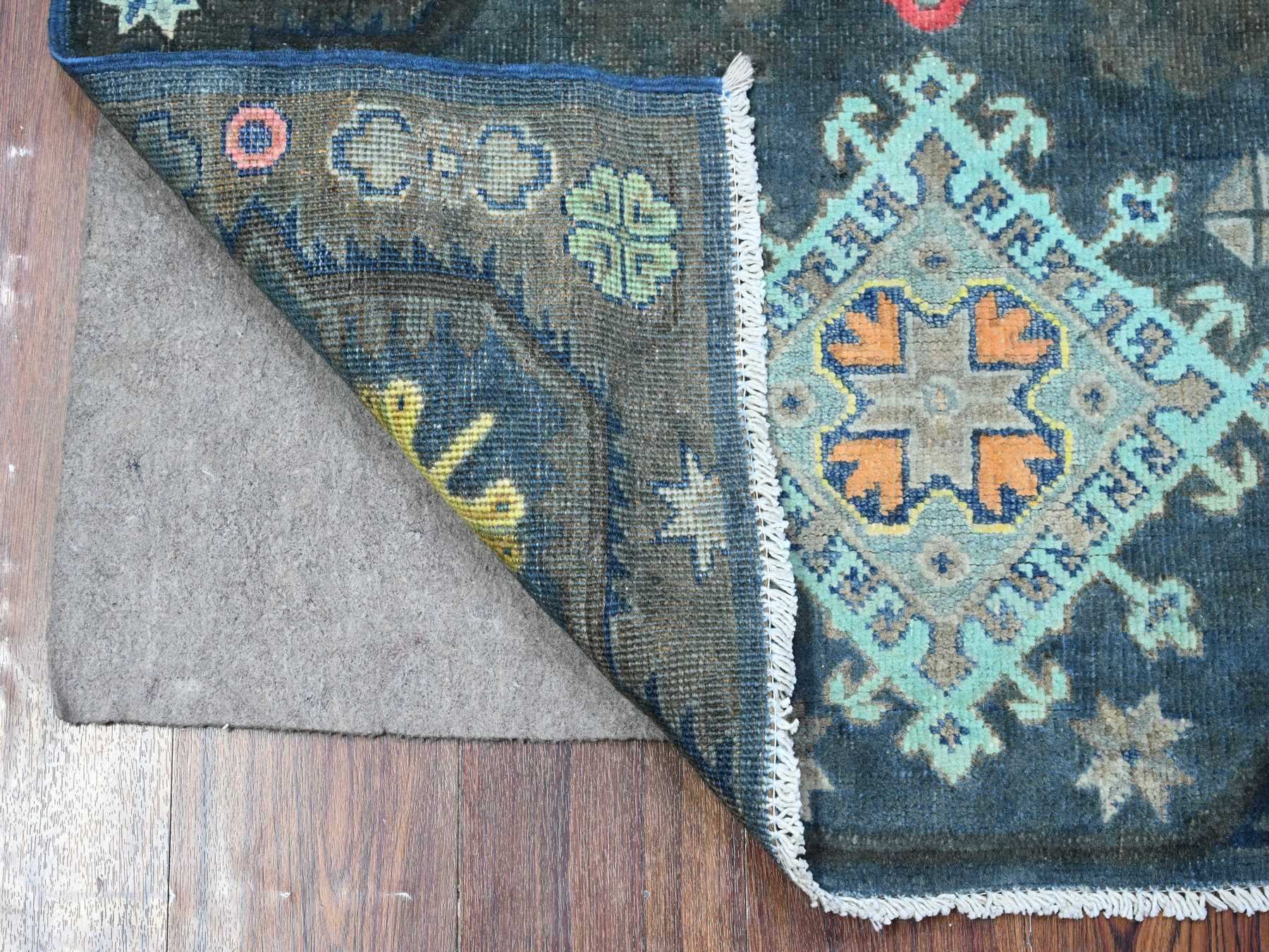 Kazak Tribal hand-knotted wool rug in Black, 3'2" x 4'11", SKU O089712
