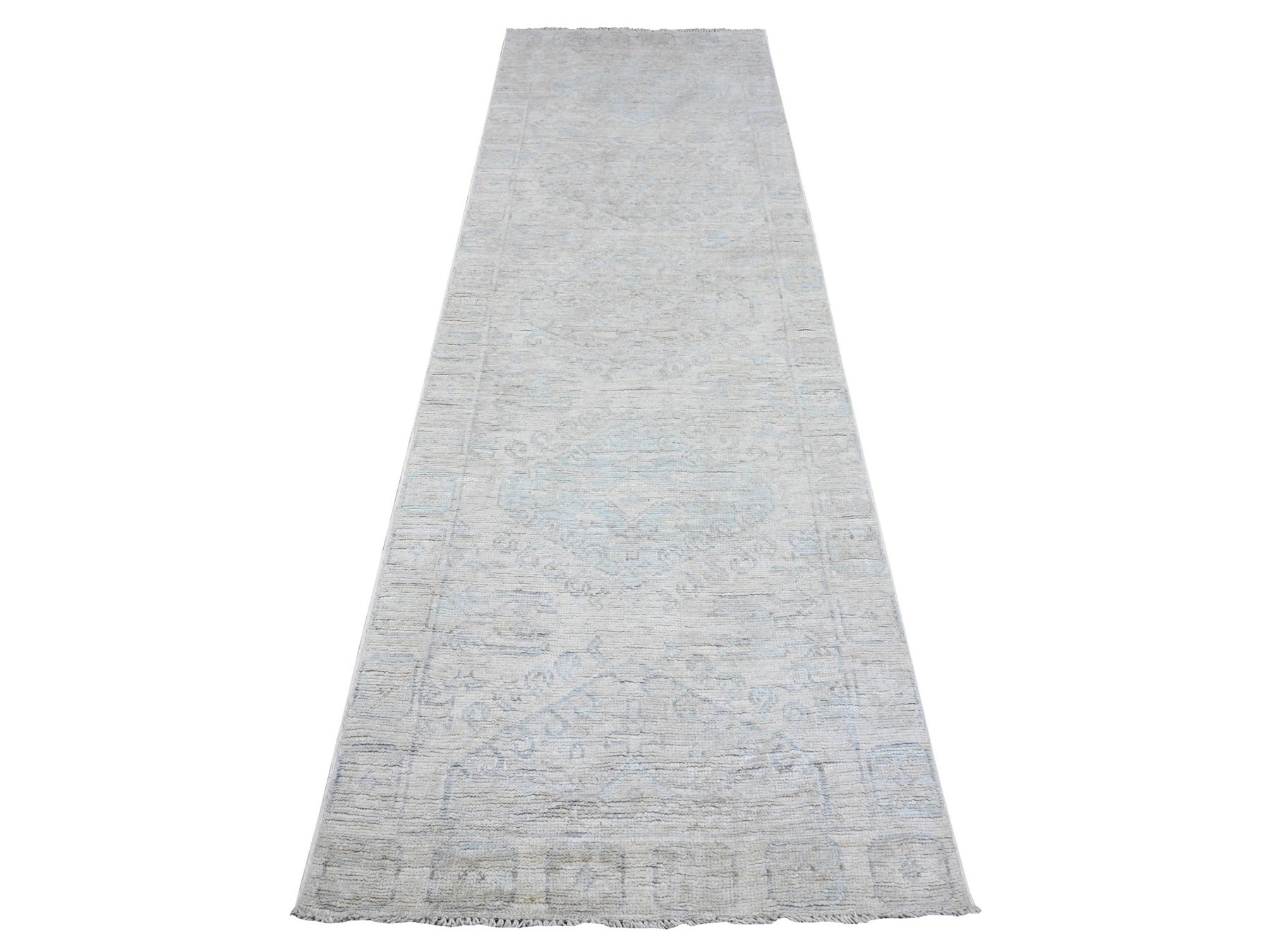 Ivory 2'11" x 9'4" Oushak / Peshawar Hand knotted Wool Rug - Sku: O089721