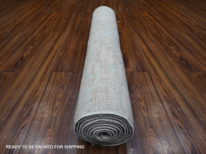 Ivory 2'11" x 9'4" Oushak And Peshawar Hand knotted Wool Rug - Sku: O089721