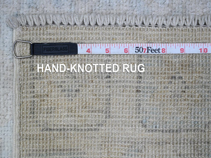 Ivory 2'11" x 9'4" Oushak And Peshawar Hand knotted Wool Rug - Sku: O089721