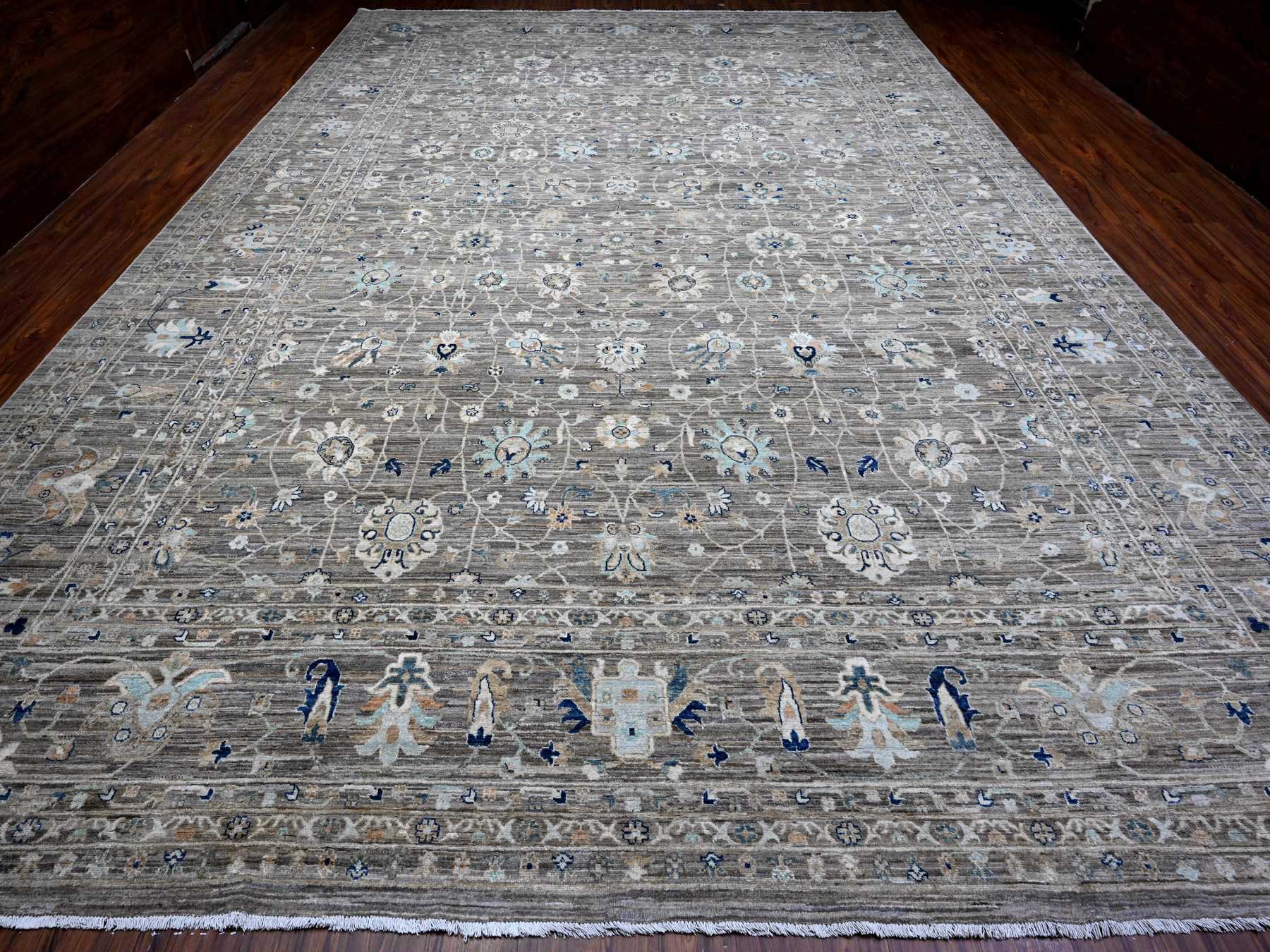 Mahal Tribal hand-knotted wool rug in Gray, 11'11" x 17'11", SKU O089723