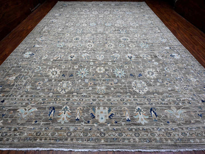 Mahal Tribal hand-knotted wool rug in Gray, 11'11" x 17'11", SKU O089723