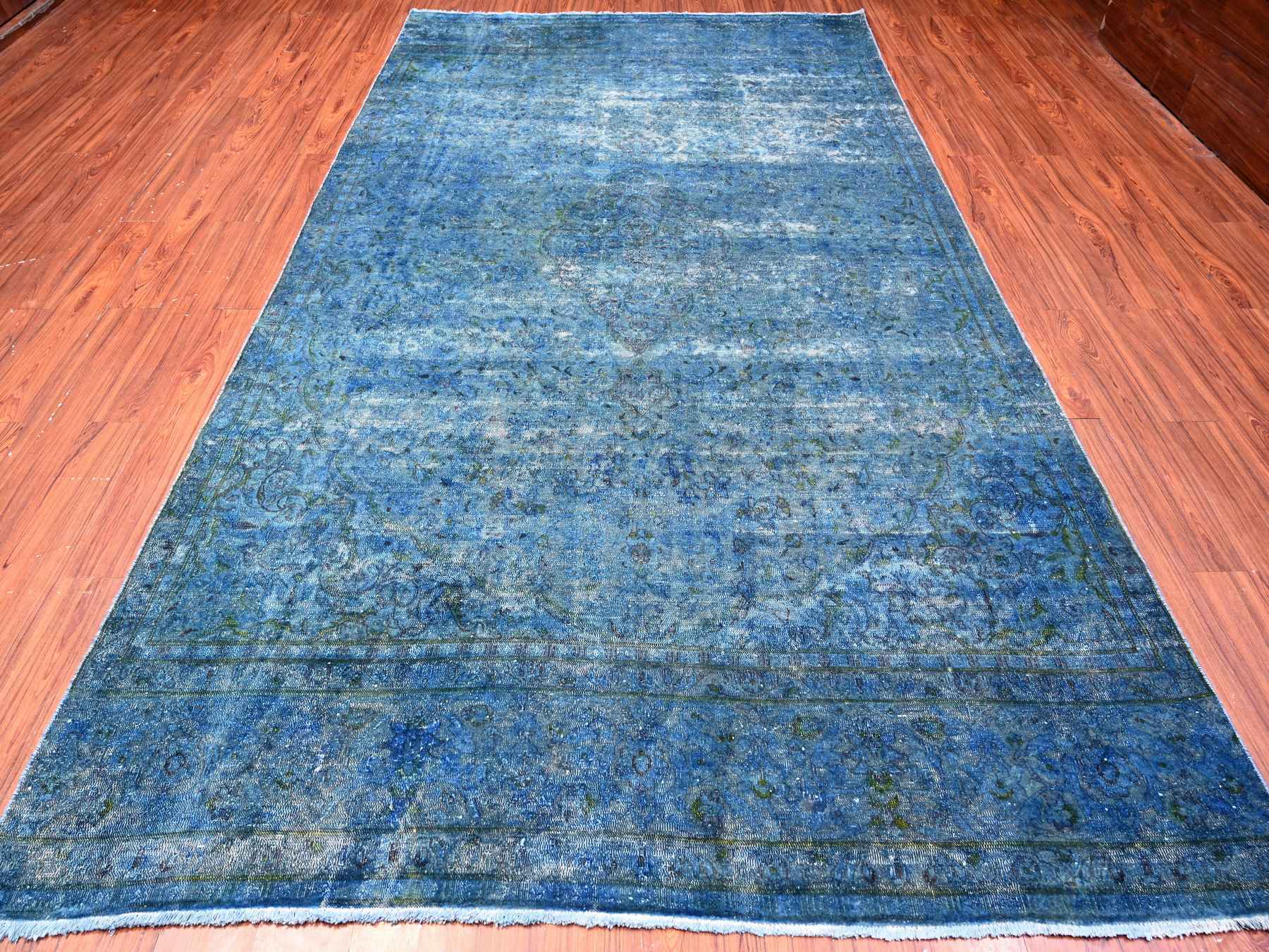Overdyed 7'2" x 12'5" Vintage Hand knotted Wool Rug - Sku: O089725