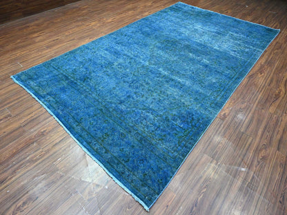 Overdyed 7'2" x 12'5" Vintage Hand knotted Wool Rug - Sku: O089725