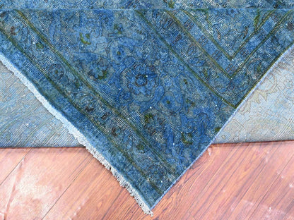 Overdyed 7'2" x 12'5" Vintage Hand knotted Wool Rug - Sku: O089725