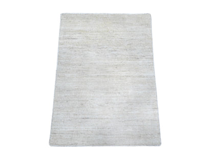 Ivory 2'1" x 3'0" Modern and Contemporary Hand knotted Wool Rug - Sku: O089733