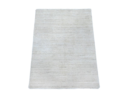 Ivory 2'1" x 3'0" Modern and Contemporary Hand knotted Wool Rug - Sku: O089734