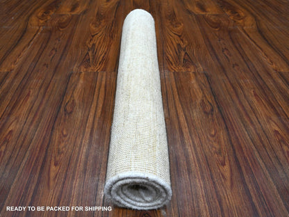 Ivory 2'1" x 3'0" Modern and Contemporary Hand knotted Wool Rug - Sku: O089734