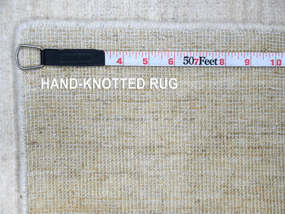 Ivory 2'1" x 3'0" Modern and Contemporary Hand knotted Wool Rug - Sku: O089734