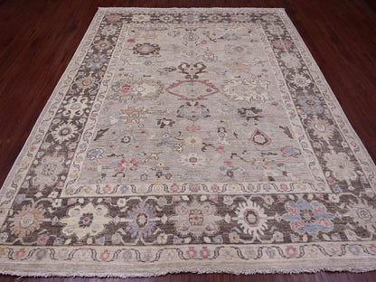 Brown 8'2" x 9'8" Oushak / Peshawar Hand knotted Wool Rug - Sku: O089760