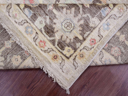 Brown 8'2" x 9'8" Oushak / Peshawar Hand knotted Wool Rug - Sku: O089760