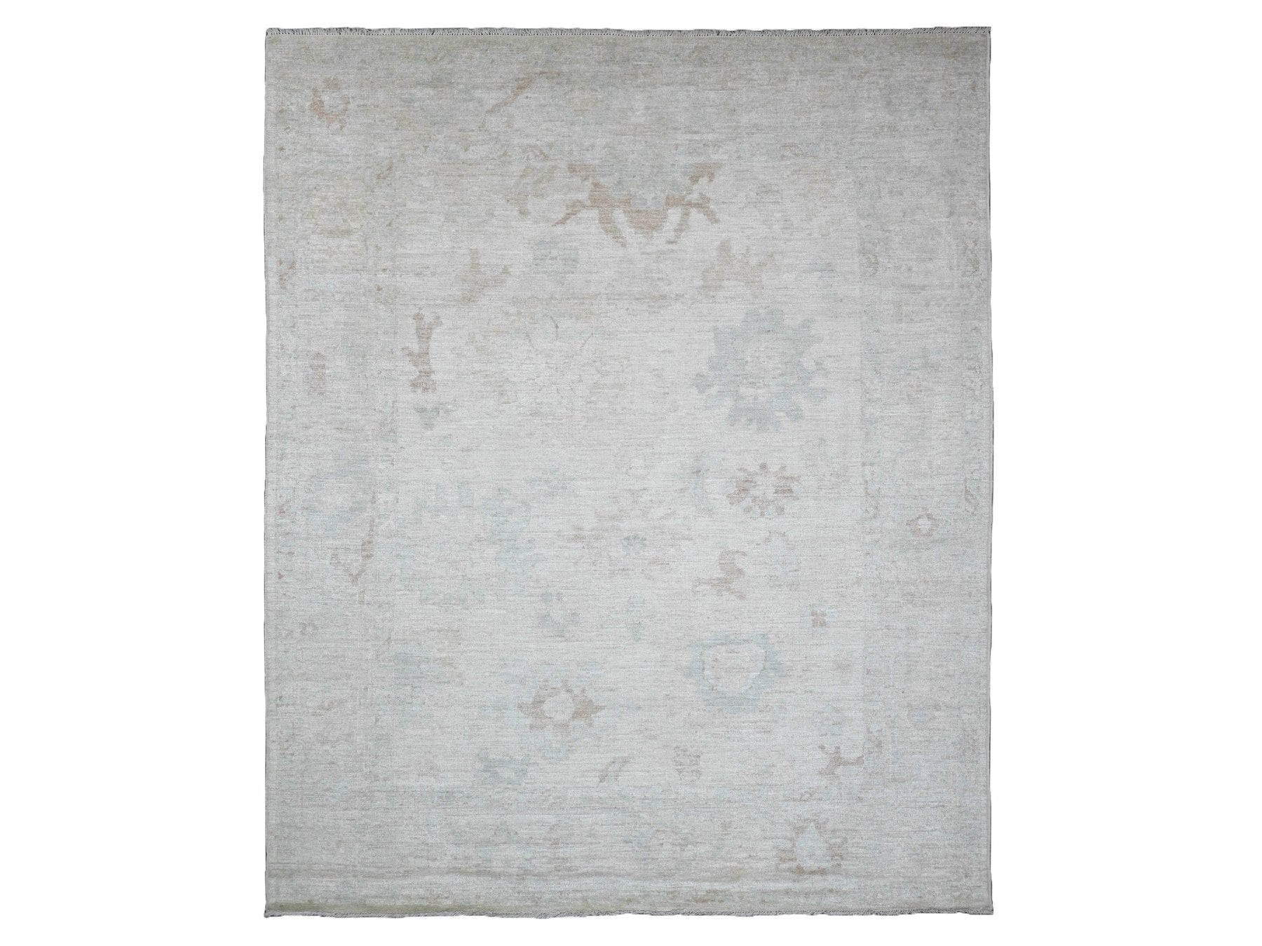 Grey 7'11" x 9'7" Oushak And Peshawar Hand knotted Wool Rug - Sku: O089766