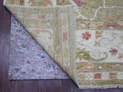 Green 8'1" x 9'7" Oushak / Peshawar Hand knotted Wool Rug - Sku: O089767