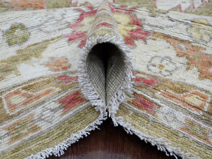 Green 8'1" x 9'7" Oushak / Peshawar Hand knotted Wool Rug - Sku: O089767