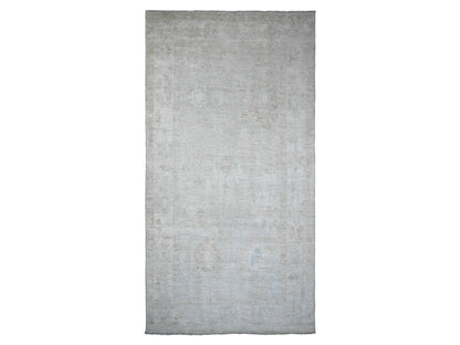Grey 7'8" x 14'10" Oushak And Peshawar Hand knotted Wool Rug - Sku: O089768