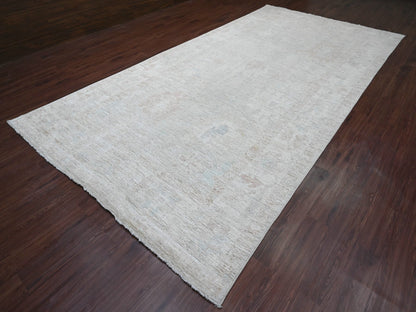 Grey 7'8" x 14'10" Oushak And Peshawar Hand knotted Wool Rug - Sku: O089768