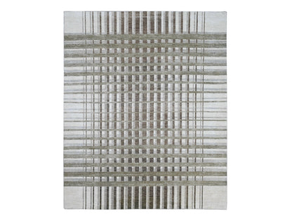 Brown 8'0" x 9'9" Modern / Contemporary Hand knotted Wool Rug - Sku: O089773