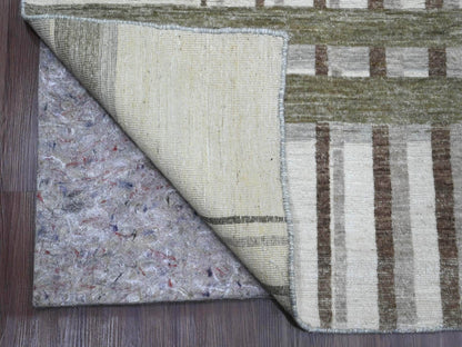 Brown 8'0" x 9'9" Modern / Contemporary Hand knotted Wool Rug - Sku: O089773