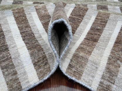 Brown 8'0" x 9'9" Modern / Contemporary Hand knotted Wool Rug - Sku: O089773