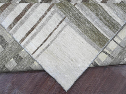 Brown 8'0" x 9'9" Modern / Contemporary Hand knotted Wool Rug - Sku: O089773