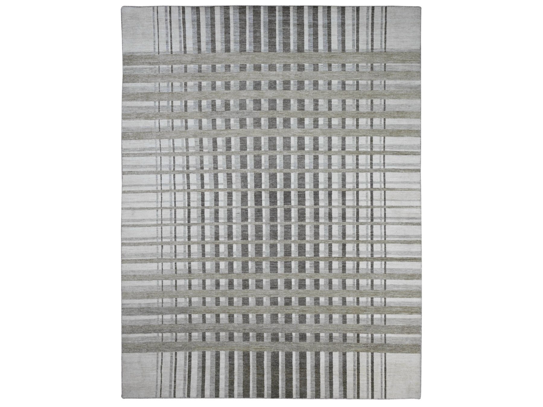 Modern / Contemporary hand-knotted wool rug in Brown, 8'8" x 11'8" — SKU O089774