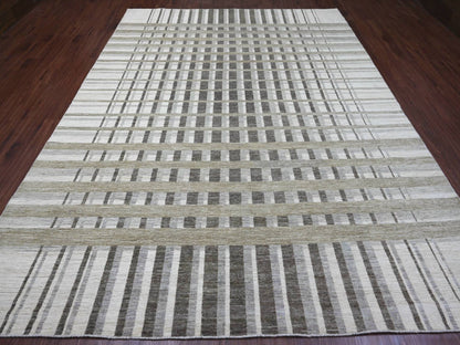Brown 8'8" x 11'8" Modern / Contemporary Hand knotted Wool Rug - Sku: O089774