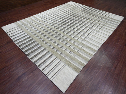 Brown 8'8" x 11'8" Modern / Contemporary Hand knotted Wool Rug - Sku: O089774