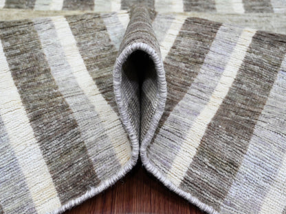 Brown 8'8" x 11'8" Modern / Contemporary Hand knotted Wool Rug - Sku: O089774