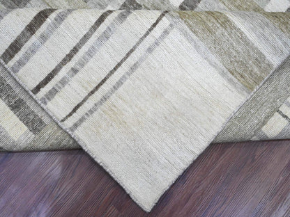 Brown 8'8" x 11'8" Modern / Contemporary Hand knotted Wool Rug - Sku: O089774