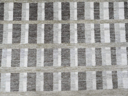 Brown 8'8" x 11'8" Modern / Contemporary Hand knotted Wool Rug - Sku: O089774