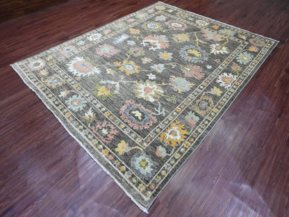Brown 7'11" x 9'10" Oushak / Peshawar Hand knotted Wool Rug - Sku: O089777