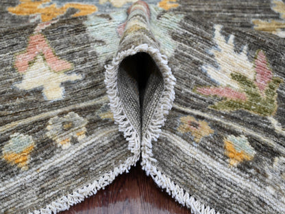 Brown 7'11" x 9'10" Oushak / Peshawar Hand knotted Wool Rug - Sku: O089777