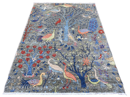 Peshawar Oushak hand-knotted wool rug in Gray, 5' x 6'9" — SKU O089790