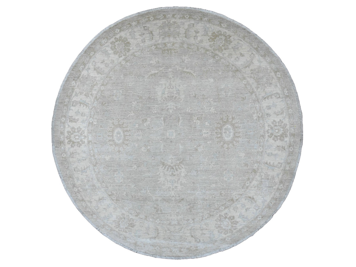 Mahal Oushak hand-knotted wool rug in Gray & Ivory, 7'8" x 7'11" — SKU O089795