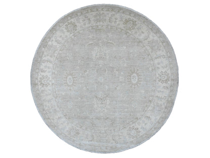 Mahal Oushak hand-knotted wool rug in Gray & Ivory, 7'8" x 7'11" — SKU O089795