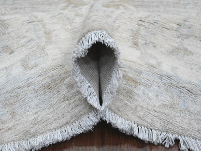 Grey 7'8" x 7'11" Oushak And Peshawar Hand knotted Wool Rug - Sku: O089795