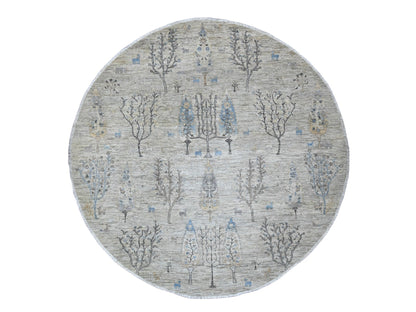 Peshawar Oushak hand-knotted wool rug in Gray, 7'11" x 8' — SKU O089797