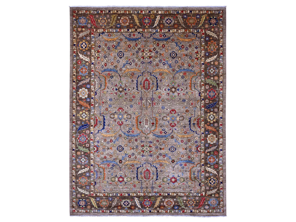 Heriz Oushak hand-knotted wool rug in Gray & Brown, 10' x 13'4" — SKU O089798