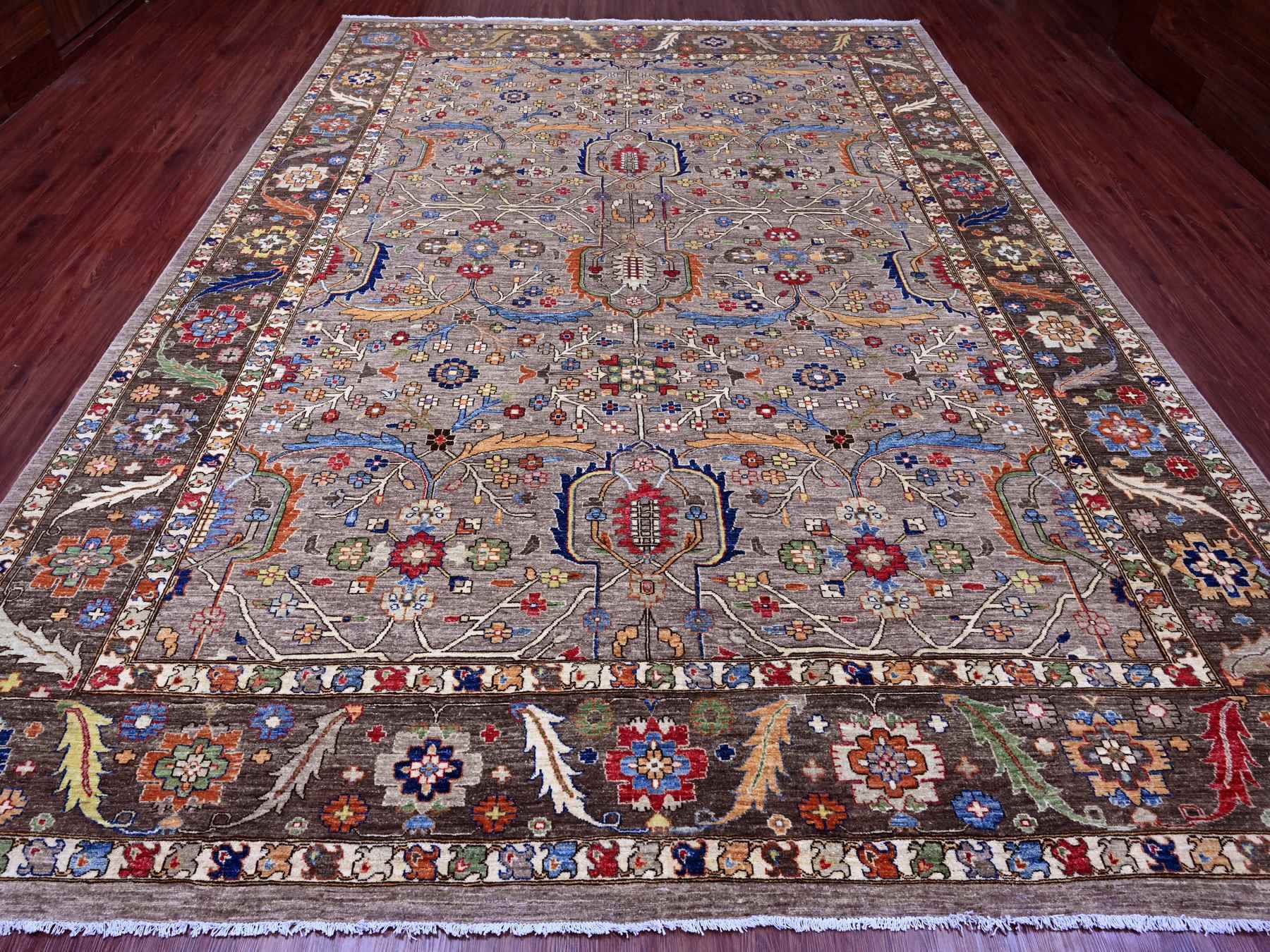 Heriz Oushak hand-knotted wool rug in Gray & Brown, 10' x 13'4" — SKU O089798 (view 2)