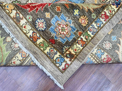 Heriz Oushak hand-knotted wool rug in Gray & Brown, 10' x 13'4" — SKU O089798 (view 6)