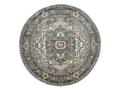 Heriz Oushak hand-knotted wool rug in Gray, 9'11" x 9'11" — SKU O089800