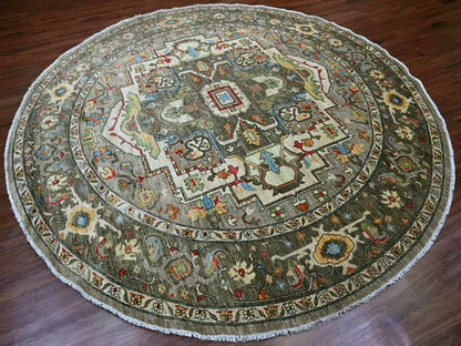 Heriz Oushak hand-knotted wool rug in Gray, 9'11" x 9'11" — SKU O089800 (view 3)