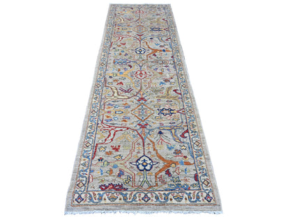 Peshawar Oushak hand-knotted wool runner in Gray, 3' x 9'8" — SKU O089815