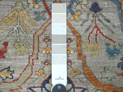 Peshawar Oushak hand-knotted wool runner in Gray, 3' x 9'8" — SKU O089815 (view 3)
