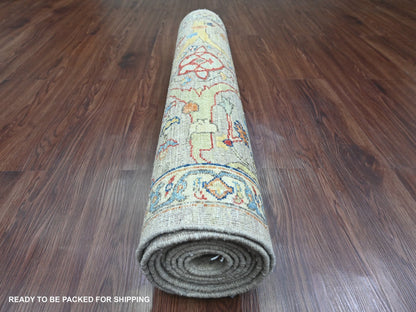 Peshawar Oushak hand-knotted wool runner in Gray, 3' x 9'8" — SKU O089815 (view 4)