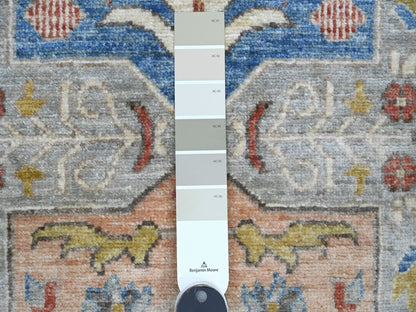 Peshawar Oushak hand-knotted wool runner in Gray & Blue, 2'7" x 10'1" — SKU O089816 (view 3)