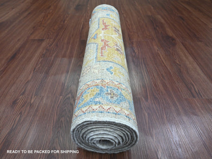 Peshawar Oushak hand-knotted wool runner in Gray & Blue, 2'7" x 10'1" — SKU O089816 (view 4)