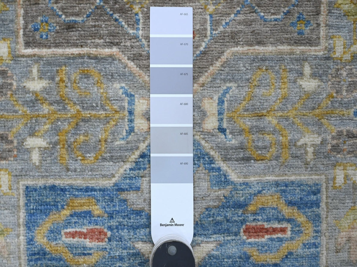 Peshawar Oushak hand-knotted wool runner in Gray & Blue, 2'8" x 10'2" — SKU O089819 (view 3)