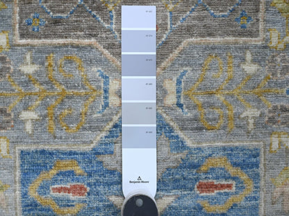Peshawar Oushak hand-knotted wool runner in Gray & Blue, 2'8" x 10'2" — SKU O089819 (view 3)