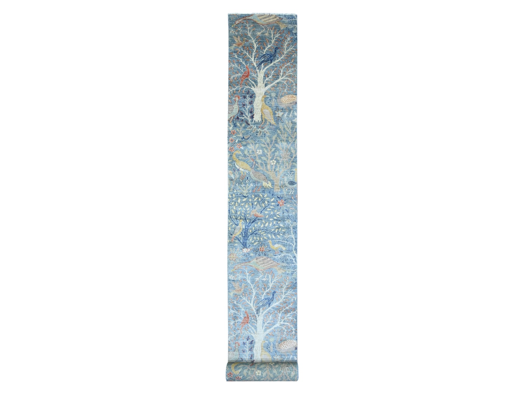 Peshawar Oushak hand-knotted wool runner in Blue, 2'6" x 25'7" — SKU O089823